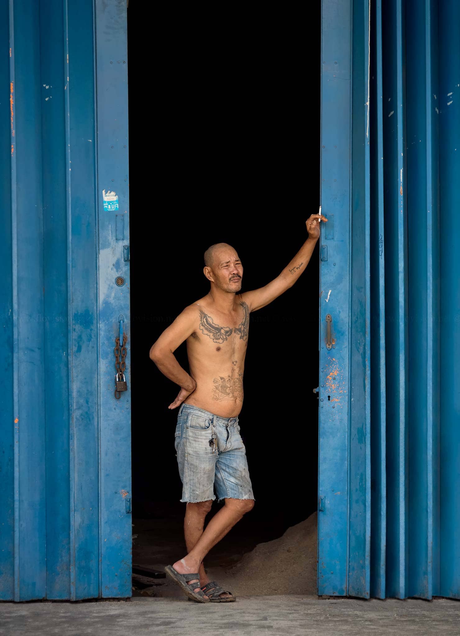 Worker smoking